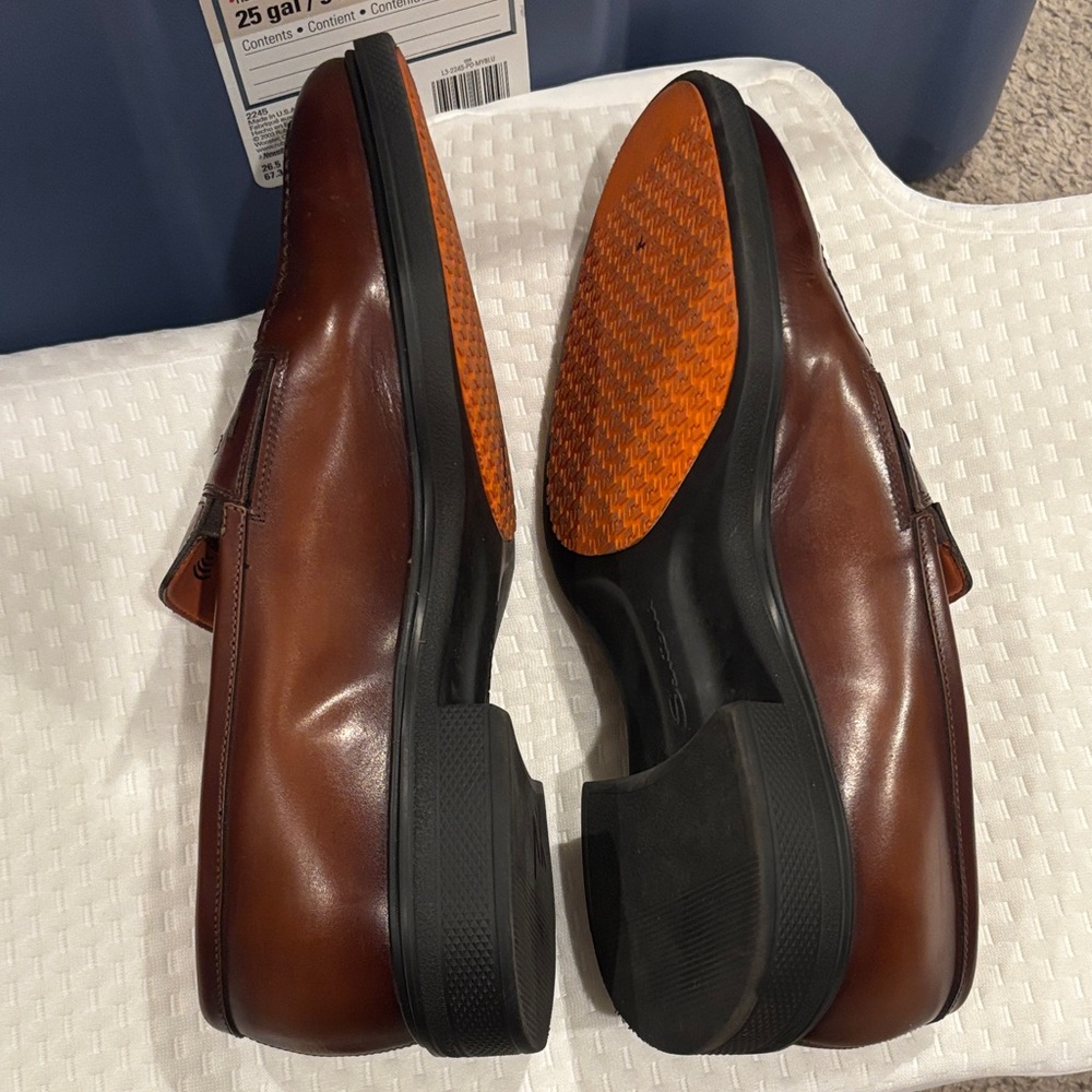 Santoni Rich Brown Leather Slip-On Loafers - Picture 5 of 10